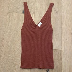 Full Tilt Essentials Sweater Tank, size small, color is an orange-brownish